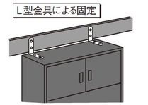 L型金具で固定してある家具のイラスト