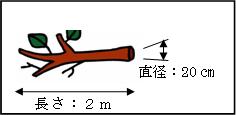 持ち込める剪定枝は市内で発生したものに限り、大きさは、長さ2メートル以下、直径20センチメートル以下です。