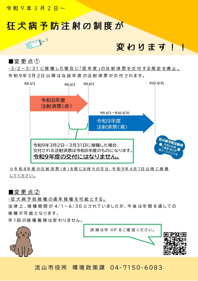 狂犬病予防接種制度変更