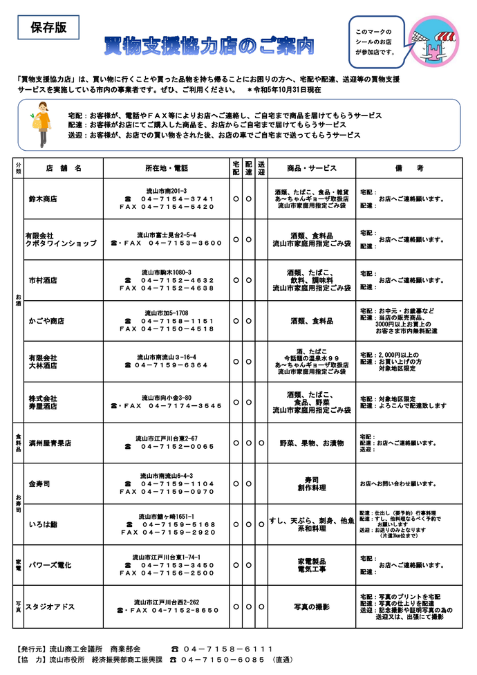 買い物支援協力店のご案内1