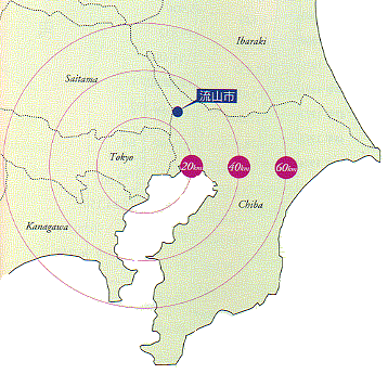 流山市の位置の図