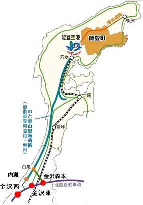 能登町の位置図