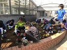 写真：花壇を整備する子ども達