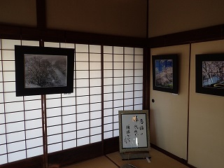 写真：写真と書が調和した展示風景