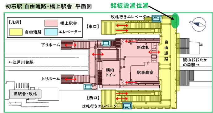 初石駅施設整備基金 銘板設置位置
