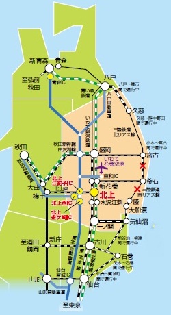 北上市の位置図