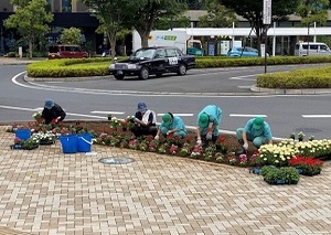 流山おおたかの森駅前広場で植栽活動が行われました