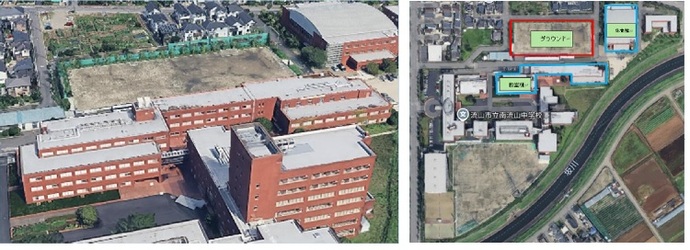 計画地の南流山中学校航空写真