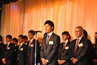 挨拶する大谷キャプテン