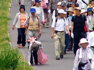 ごみを拾いながら