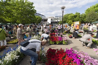 花を買い求める人たちの写真