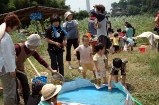 原っぱで楽しく遊ぶ